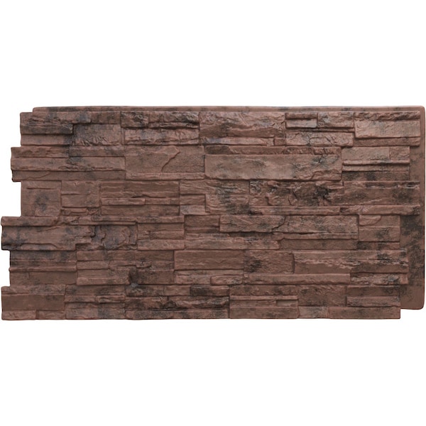 Ekena Millwork 48 5/8"W x 24 3/4"H x 1 1/4"D Cascade Stacked Stone, StoneWall Faux Stone Siding Panel, Canyon Brown PNU24X48CACB - main